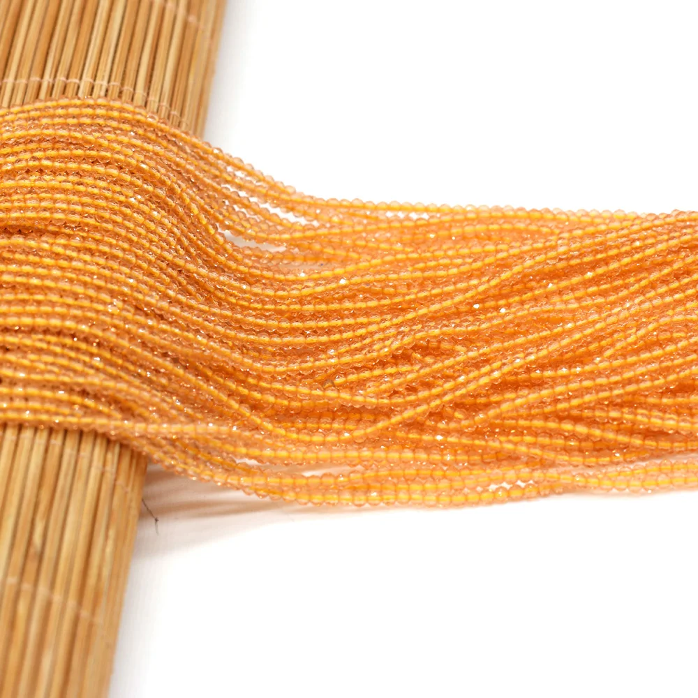 Round Beads Section 2mm Natural Semi-Precious Stone Spinel Yellow Loose Bead for Women Jewelry Making DIY Bracelet Necklace 38cm