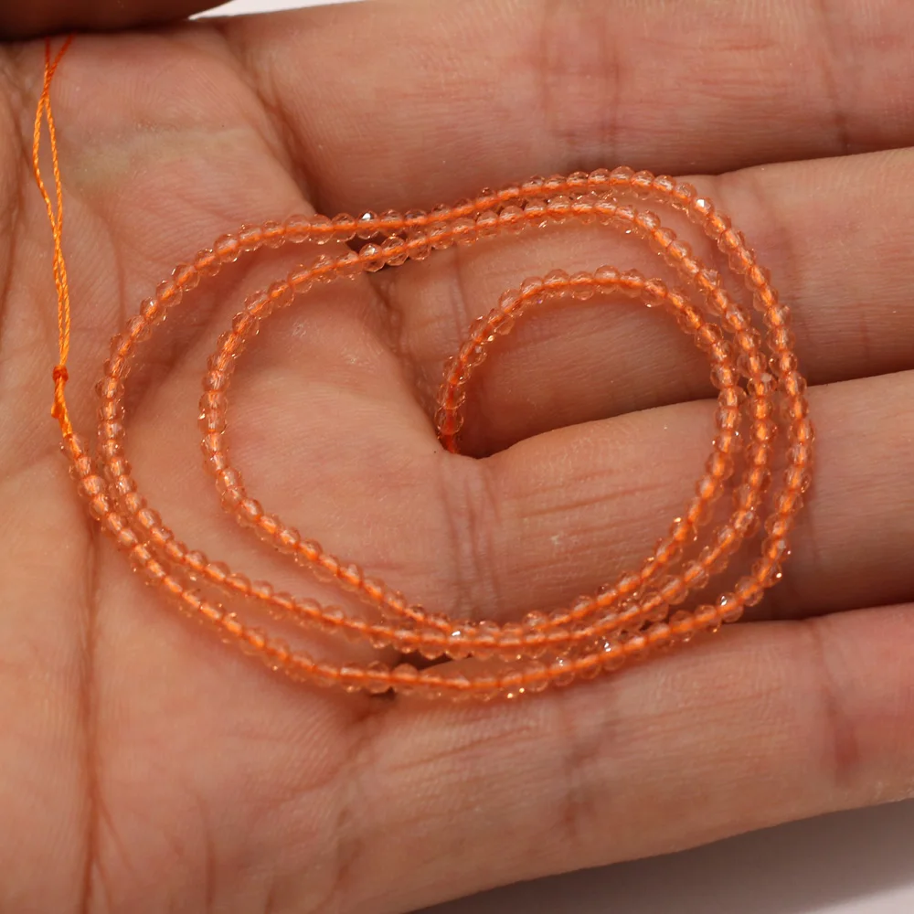 Round Beads Section 2mm Natural Semi-Precious Stone Spinel Yellow Loose Bead for Women Jewelry Making DIY Bracelet Necklace 38cm