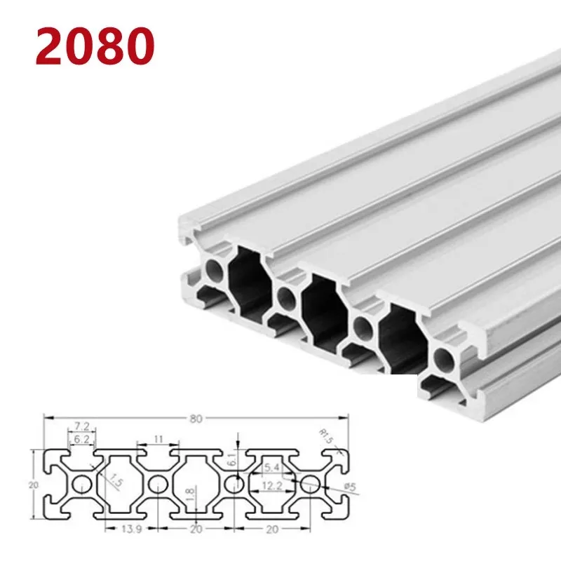 1/2pcs/lot 2020 2040 2060 2080 20100 Aluminum Profile Extrusion 100mm-500mm Length Linear Rail For DIY 3D Printer Workbench CNC