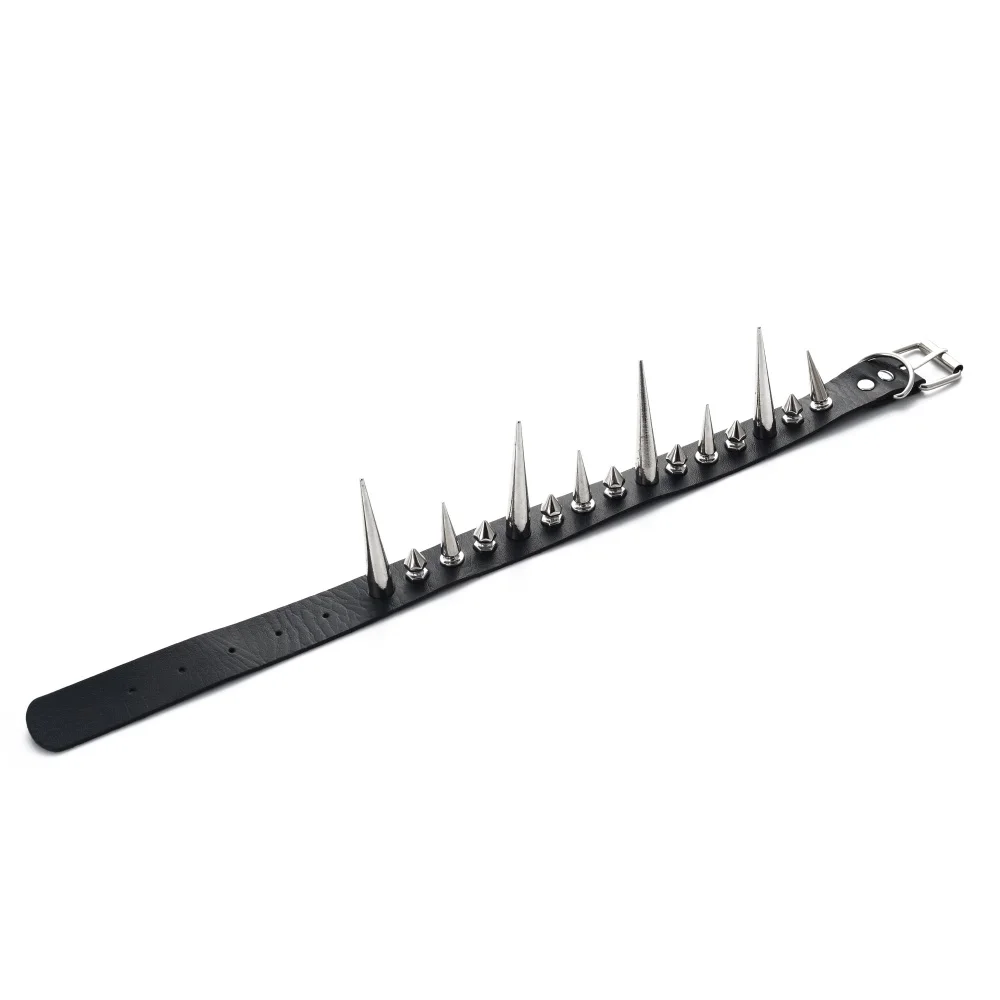 Long Spike Choker Punk Faux Leather Collar For Women Men Cool Big Rivets Studded Chocker Goth Style Necklace Accessories
