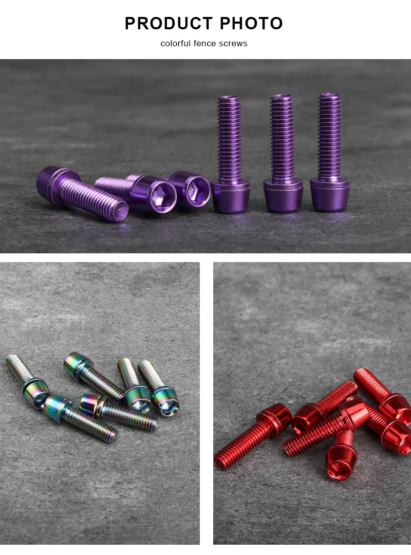 6pcs/set Bicycle Handlebar Screws Titanium-plated Colorful Alloy Steel M5*18MM MTB Bike Handle Bar Stem Riser Screw In Bolts