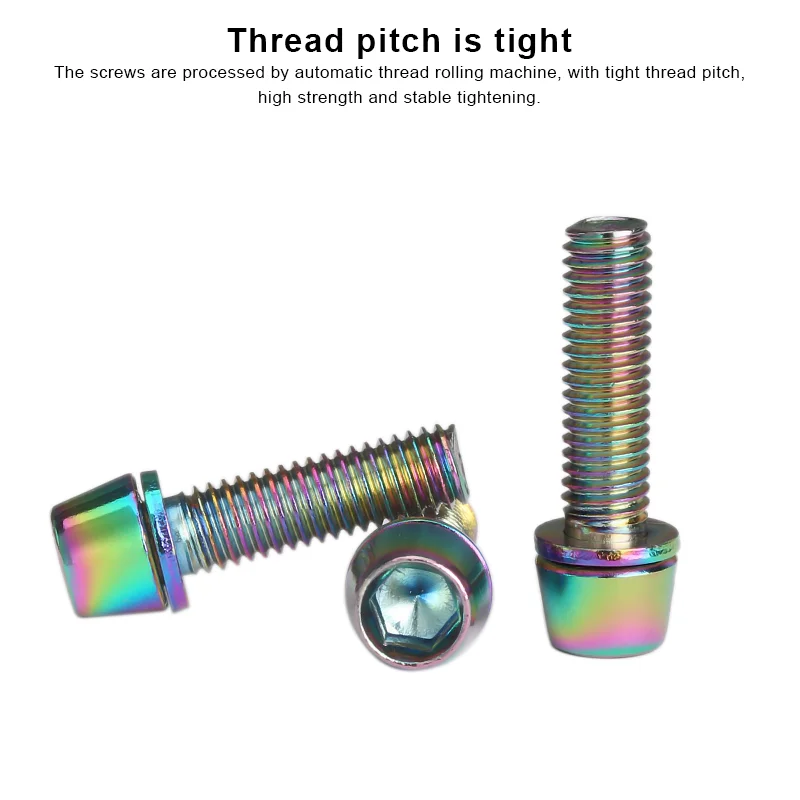 6pcs/set Bicycle Handlebar Screws Titanium-plated Colorful Alloy Steel M5*18MM MTB Bike Handle Bar Stem Riser Screw In Bolts