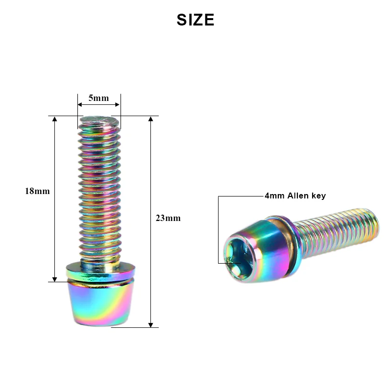 6pcs/set Bicycle Handlebar Screws Titanium-plated Colorful Alloy Steel M5*18MM MTB Bike Handle Bar Stem Riser Screw In Bolts