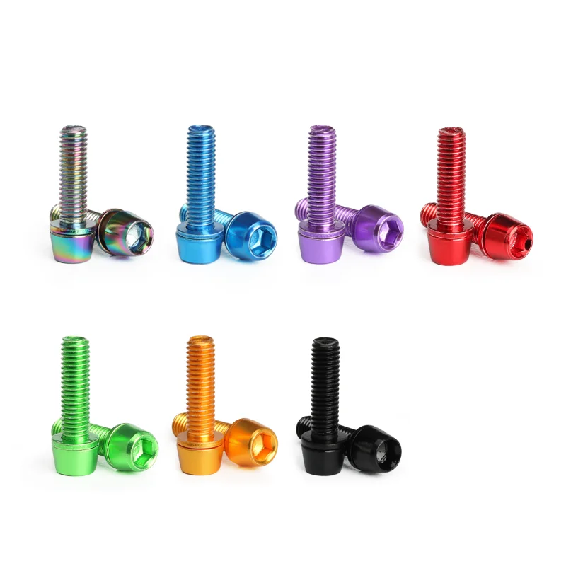 6pcs/set Bicycle Handlebar Screws Titanium-plated Colorful Alloy Steel M5*18MM MTB Bike Handle Bar Stem Riser Screw In Bolts
