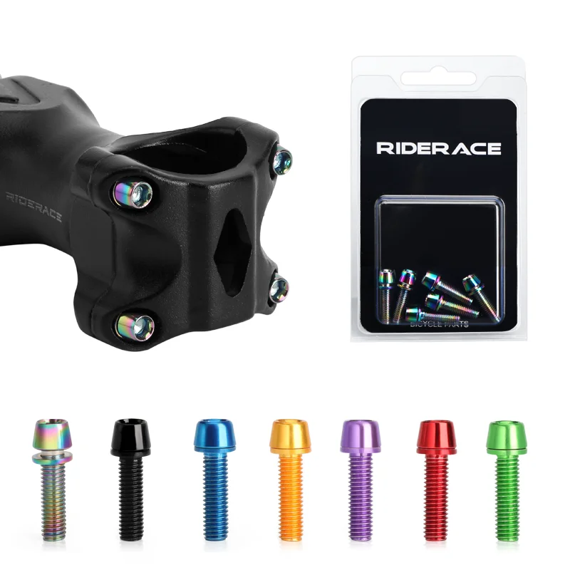 6pcs/set Bicycle Handlebar Screws Titanium-plated Colorful Alloy Steel M5*18MM MTB Bike Handle Bar Stem Riser Screw In Bolts