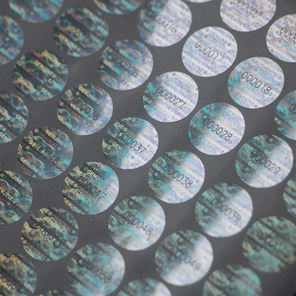 Silver Circular Holographic Sticker Warranty Void Seals Adhesive Labels with Serial Number High Security Laser Stickers 1.5cm