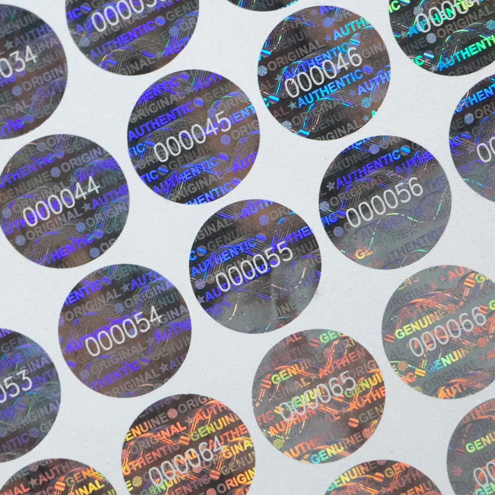 Silver Circular Holographic Sticker Warranty Void Seals Adhesive Labels with Serial Number High Security Laser Stickers 1.5cm