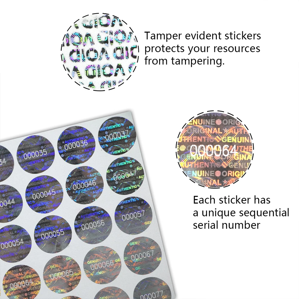 Silver Circular Holographic Sticker Warranty Void Seals Adhesive Labels with Serial Number High Security Laser Stickers 1.5cm