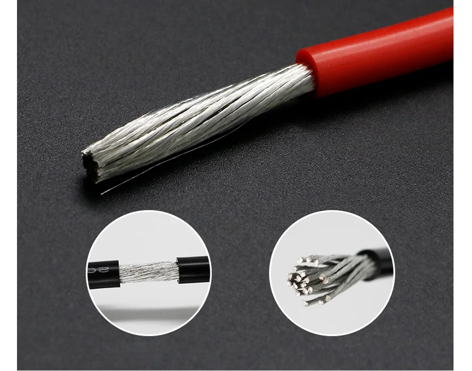 Super Soft 2 Pin Silicone Cable 20 18 16 14 12 10 8 AWG High Temperature Resistant Tin-plated Copper Wire High Current Wire