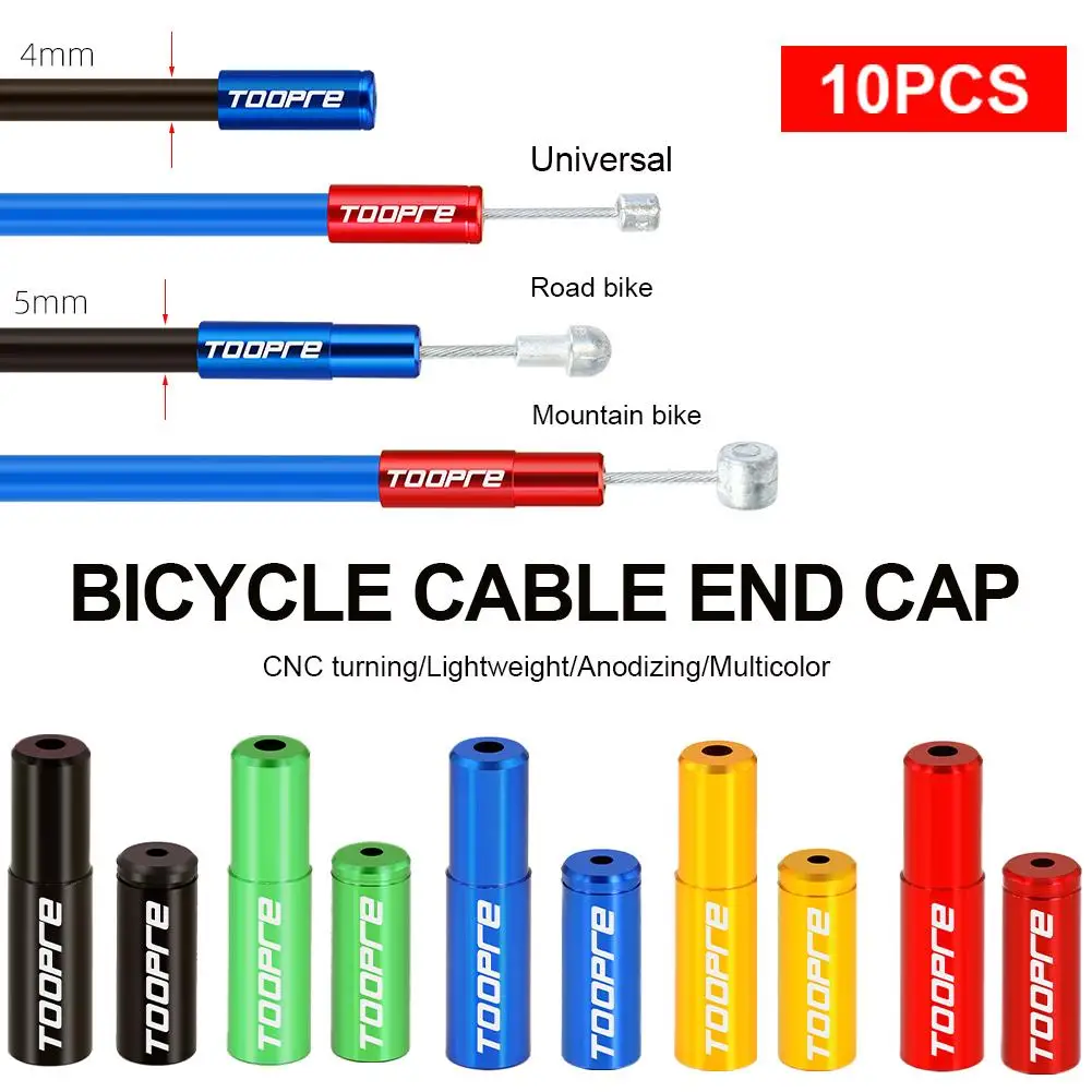 TOOPRE 10pcs/lot Bicycle Cable Cap Aluminum Alloy 4mm 5mm MTB Mountain Road Bike Shift Brake Cable Ends Line Cap Wire Tube Plugs