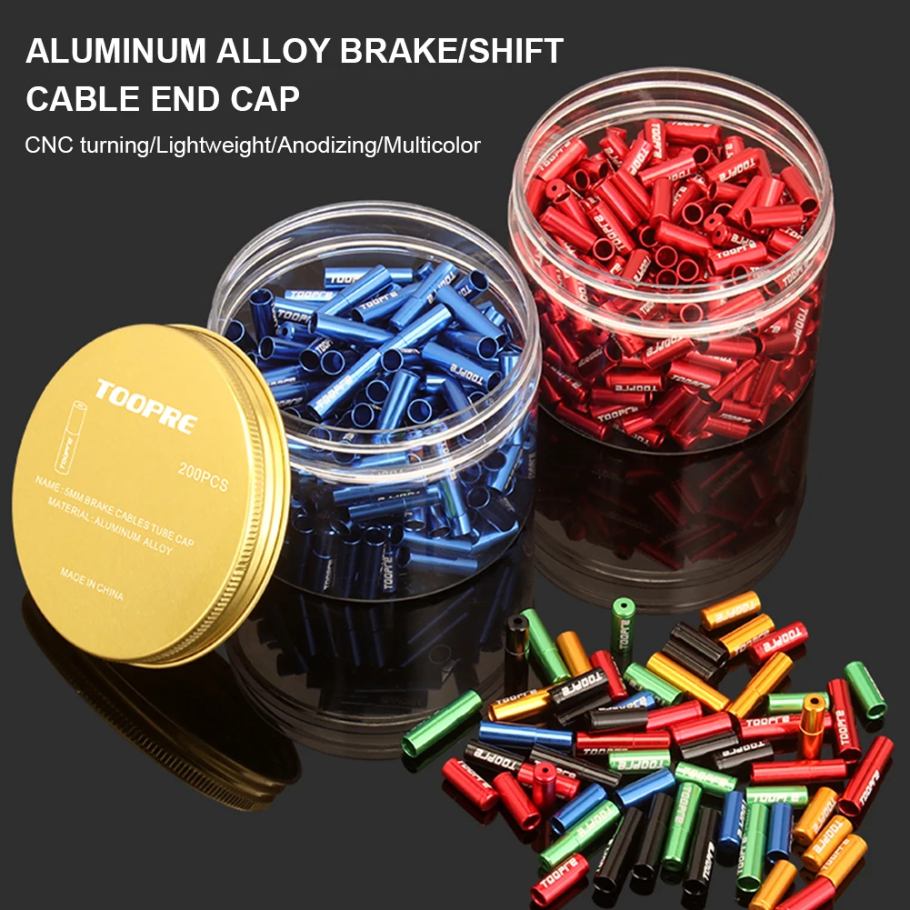 TOOPRE 10pcs/lot Bicycle Cable Cap Aluminum Alloy 4mm 5mm MTB Mountain Road Bike Shift Brake Cable Ends Line Cap Wire Tube Plugs