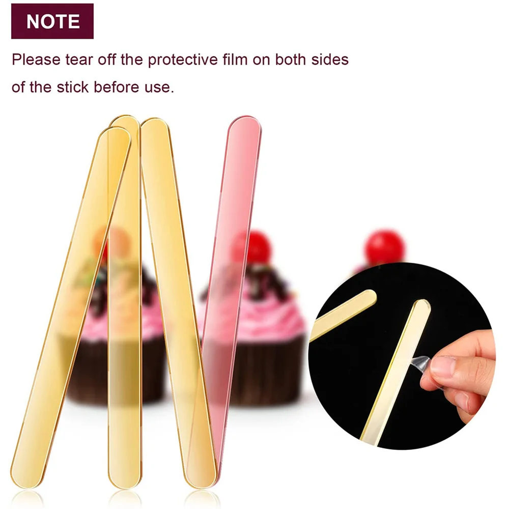 UPORS Reusable Ice Cream Sticks Acrylic Popsicle Sticks Creamsicle Cakesicle Cake Candy Pop Sticks Ice Lollies DIY Crafts