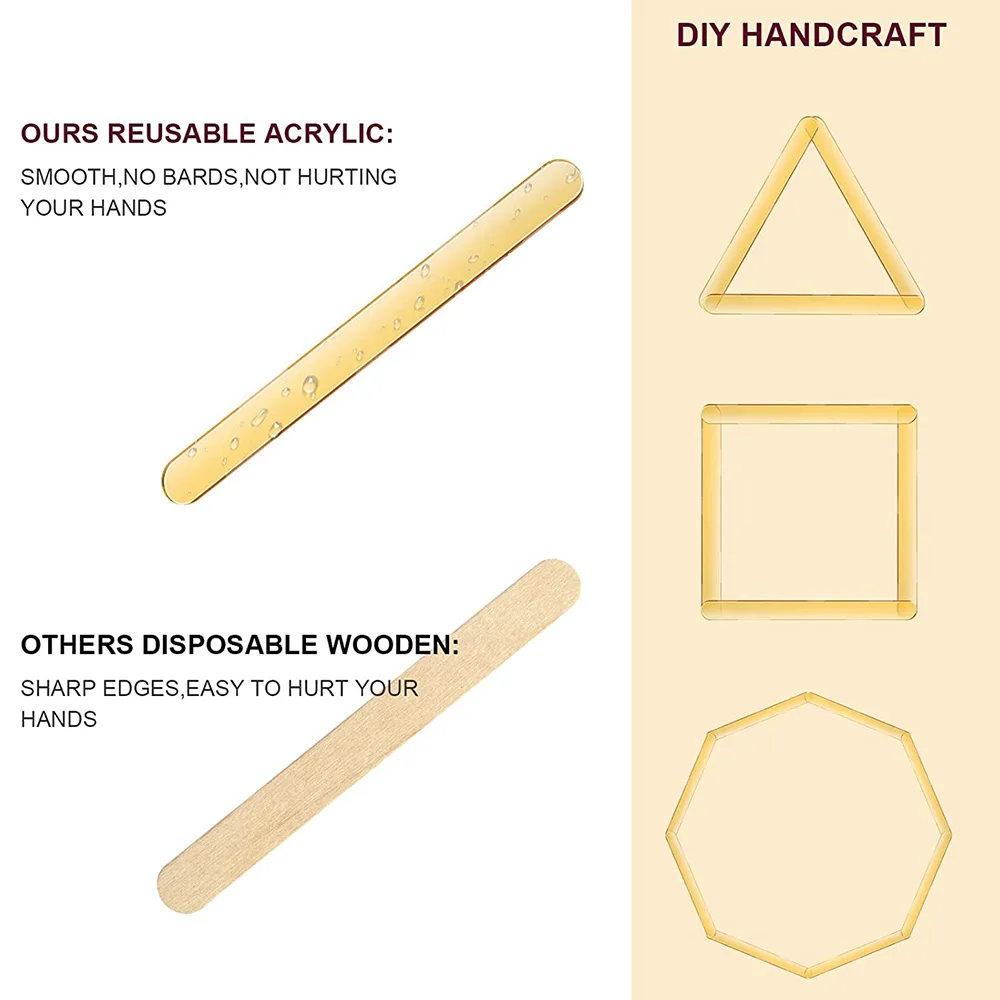 UPORS Reusable Ice Cream Sticks Acrylic Popsicle Sticks Creamsicle Cakesicle Cake Candy Pop Sticks Ice Lollies DIY Crafts