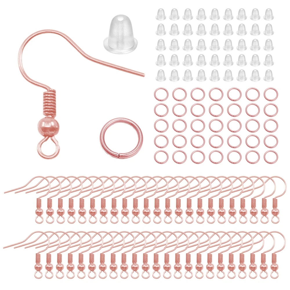 100/220/300pcs Earrings Set Earring Hooks Open Jump Rings Ear Plug Connects For DIY Jewelry Making Findings Supplies Accessories