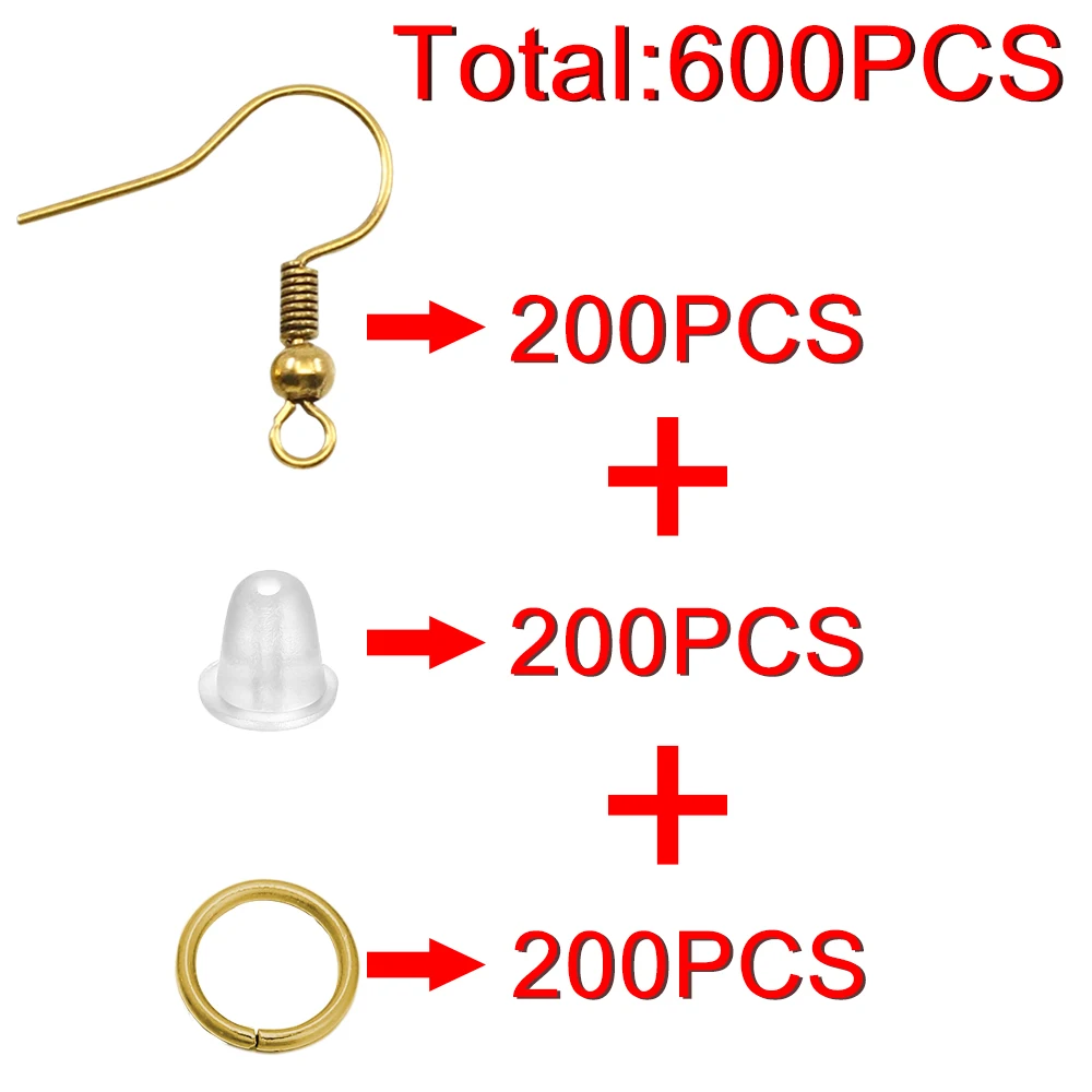 100/220/300pcs Earrings Set Earring Hooks Open Jump Rings Ear Plug Connects For DIY Jewelry Making Findings Supplies Accessories