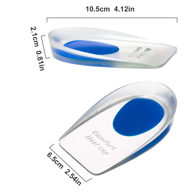 2Pcs Silicone Heel Pads Plantar Fasciitis Man  Heel Spur  Silicone Gel Heel Cups Heel Pain Heel For Shoes Foot Silicone Foot Pad