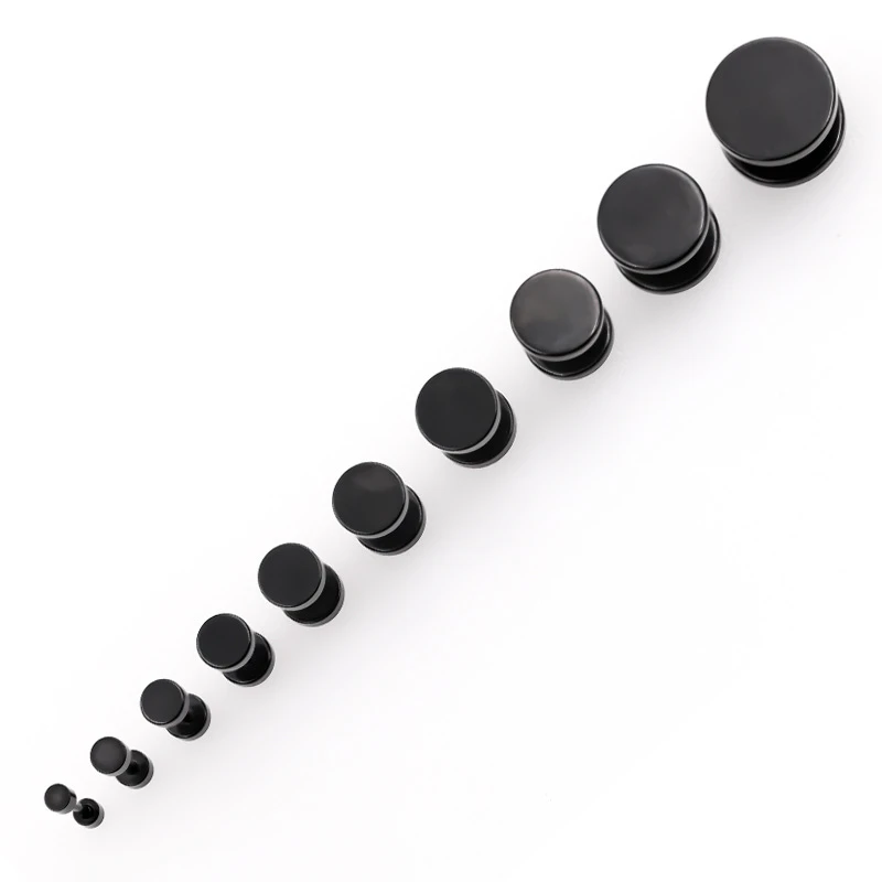 Punk Black Round Stud Earrings For Women Men Boy Minimalism Fashion Stainless Steel Ear Jewelry Earrings Wholesale Size 4mm-14mm