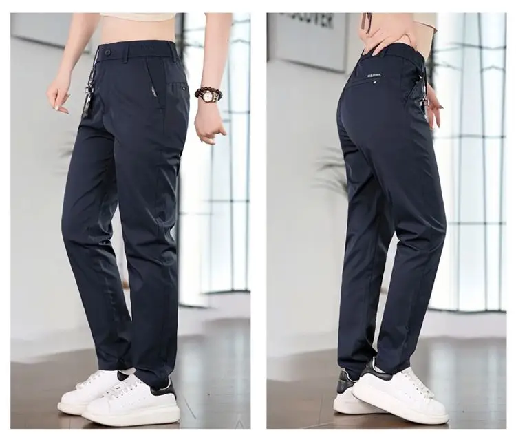 2026 Men's Ice Silk Straight Leg Thin Breathable Casual Pants Summer Business Long Trousers Fashionable Versatile Lightweight
