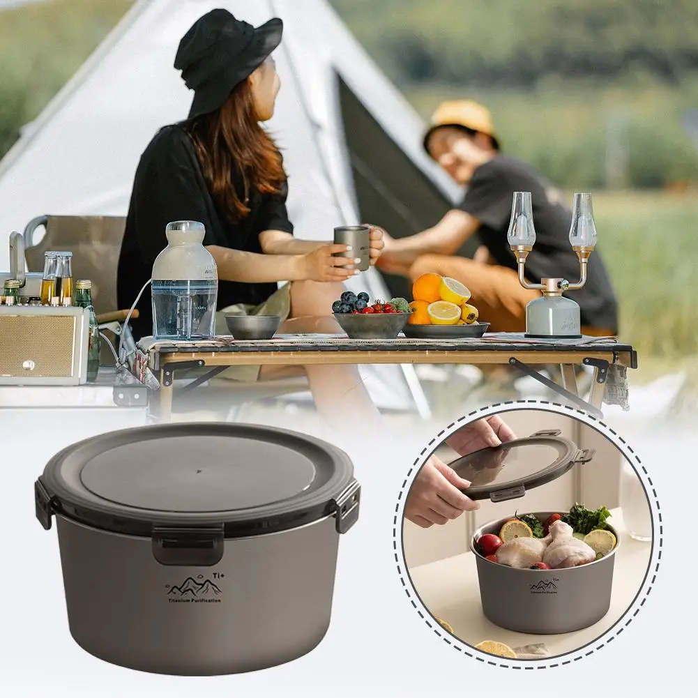 Rust Proof Titanium Ultralight Portable Food Sealing Bowl with Lid Fresh-keeping Portable Purification Dinner Box For Picnic