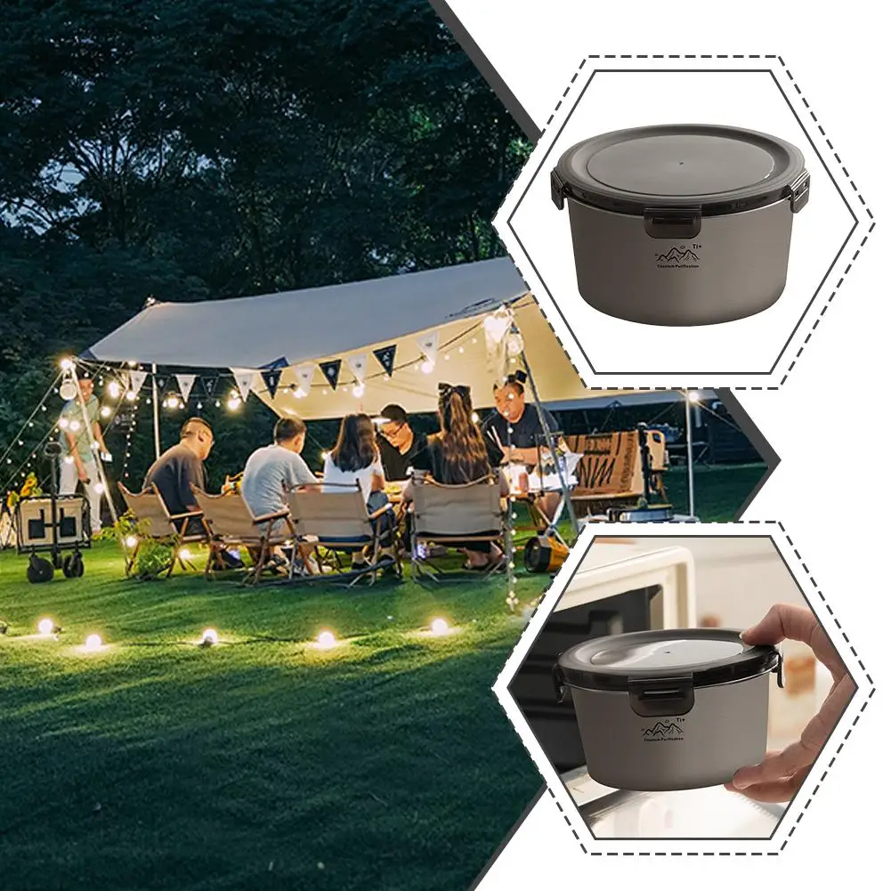 Rust Proof Titanium Ultralight Portable Food Sealing Bowl with Lid Fresh-keeping Portable Purification Dinner Box For Picnic