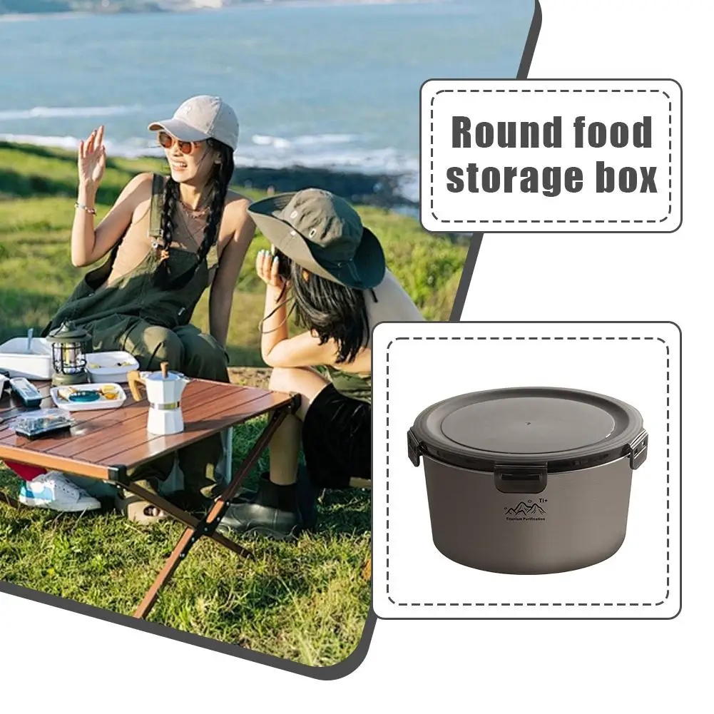 Rust Proof Titanium Ultralight Portable Food Sealing Bowl with Lid Fresh-keeping Portable Purification Dinner Box For Picnic