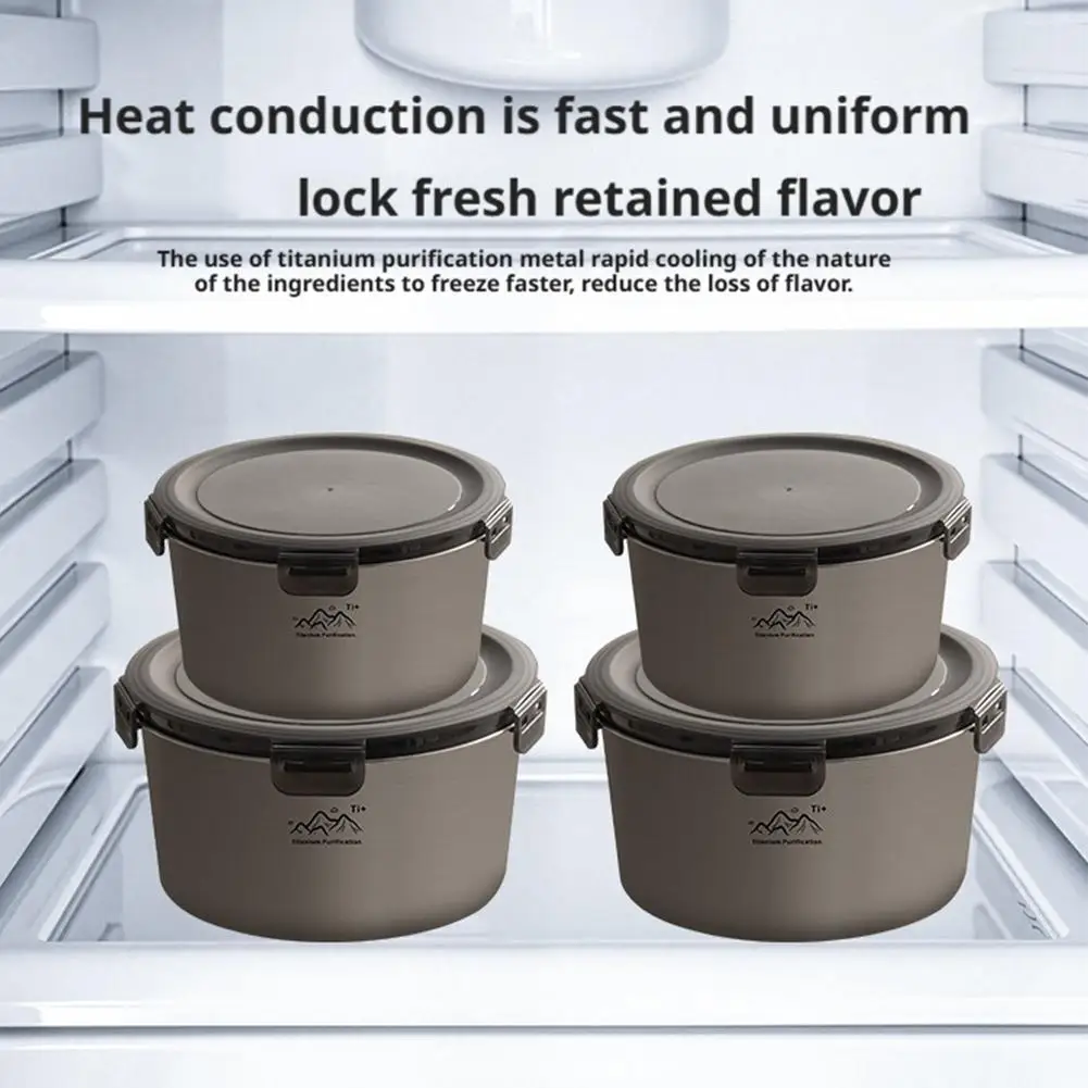 Rust Proof Titanium Ultralight Portable Food Sealing Bowl with Lid Fresh-keeping Portable Purification Dinner Box For Picnic