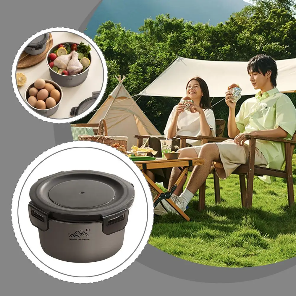 Rust Proof Titanium Ultralight Portable Food Sealing Bowl with Lid Fresh-keeping Portable Purification Dinner Box For Picnic