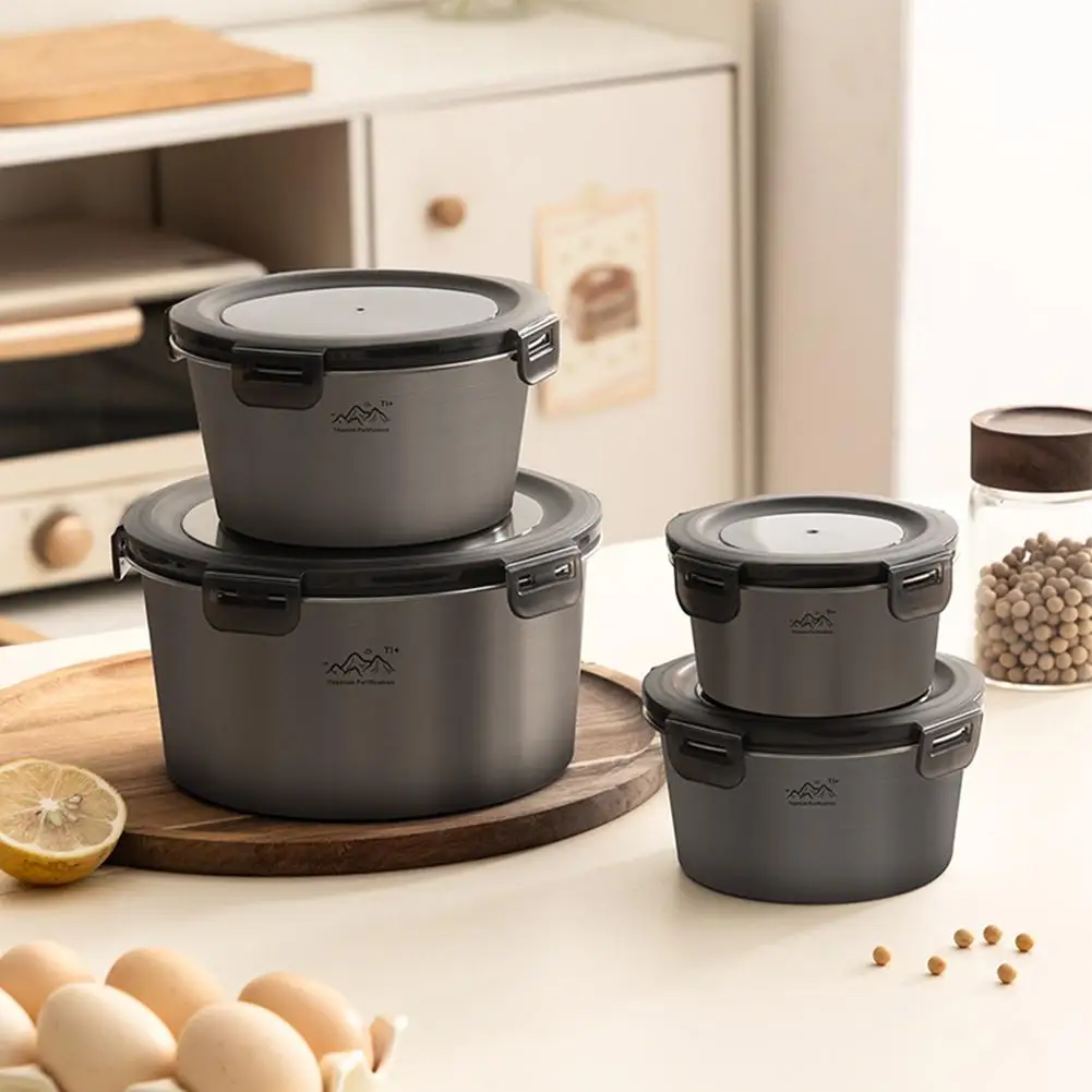 Rust Proof Titanium Ultralight Portable Food Sealing Bowl with Lid Fresh-keeping Portable Purification Dinner Box For Picnic