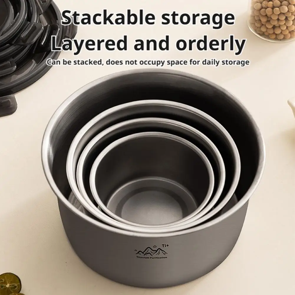 Rust Proof Titanium Ultralight Portable Food Sealing Bowl with Lid Fresh-keeping Portable Purification Dinner Box For Picnic
