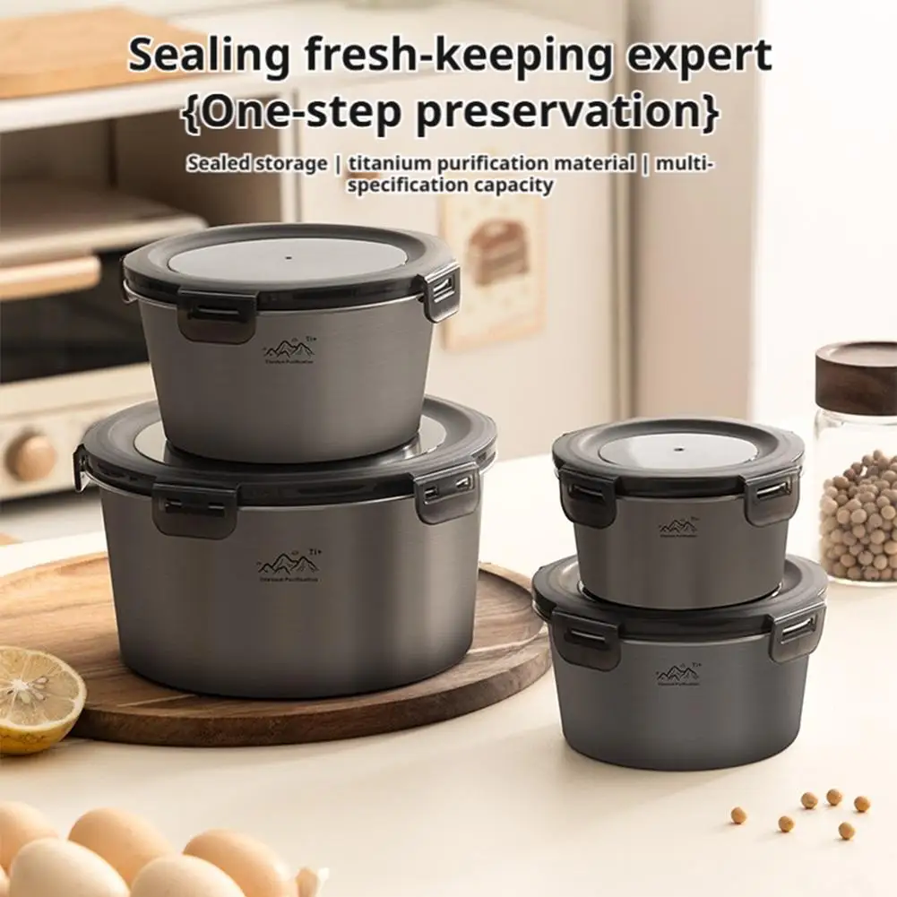 Rust Proof Titanium Ultralight Portable Food Sealing Bowl with Lid Fresh-keeping Portable Purification Dinner Box For Picnic