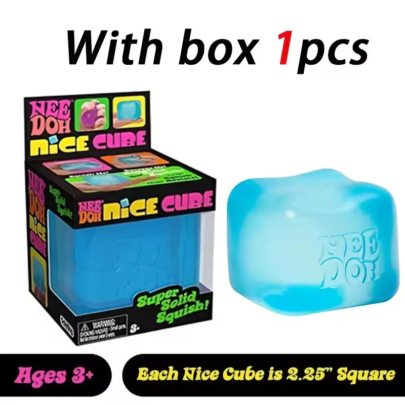 Schylling Needoh Nice Cube Sensory Fidget Stress Relief Squishy Anti-Anxiety Squeeze Object for Focus ADHD Population