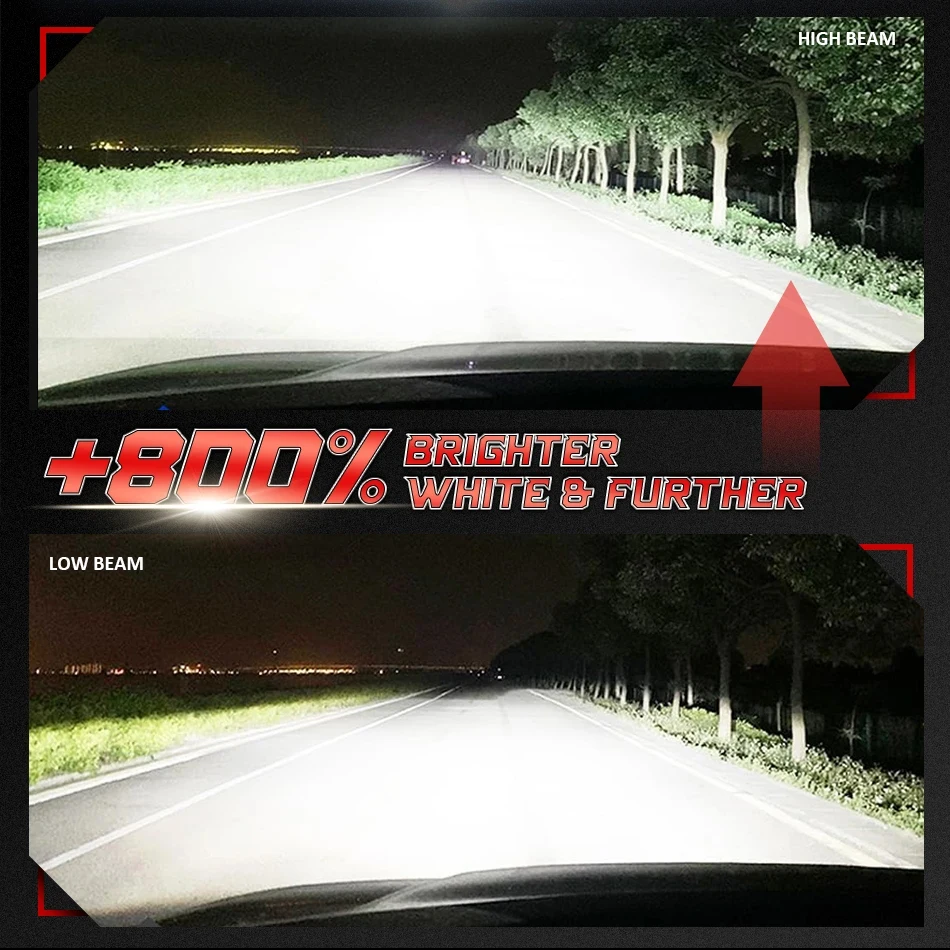 K5C Plus H7 LED 60000LM Headlights H1 H4 H11 H8 H9 9005 9006 HB3 HB4 9012 HIR2 High Power 180W Headlamp Beam 12V Replacement 2PC