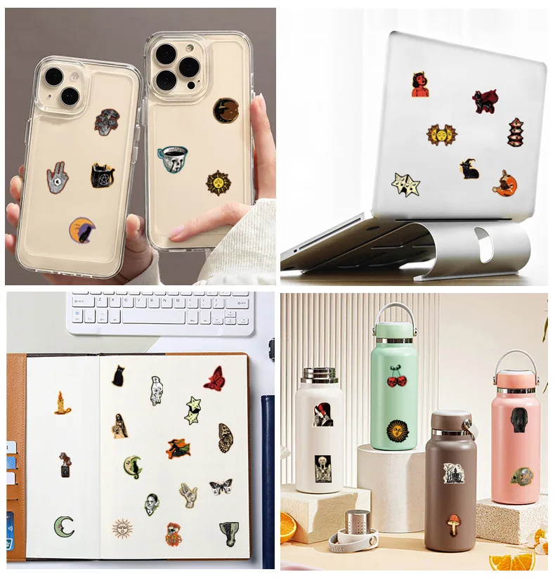 50-Pack Vintage Gothic Aesthetic Graffiti Stickers for Tablet Guitar Notebook Luggage Student Stationery DIY Waterproof Decals