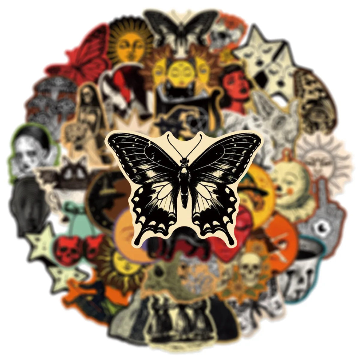 50-Pack Vintage Gothic Aesthetic Graffiti Stickers for Tablet Guitar Notebook Luggage Student Stationery DIY Waterproof Decals