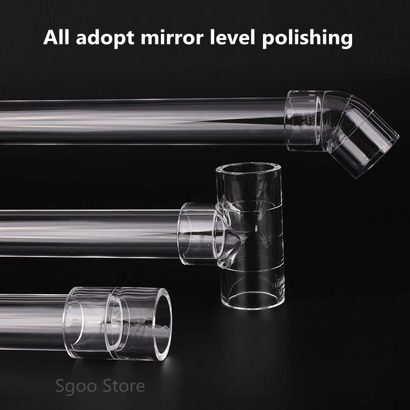 16 20 25 32 40 50mm Acrylic Pipe 90 Degree Elbow Transparent Plexiglass Fish Aquarium Water Tank Accessories Tank Tee Way Joints