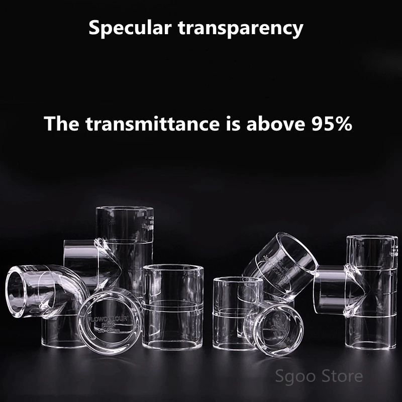 16 20 25 32 40 50mm Acrylic Pipe 90 Degree Elbow Transparent Plexiglass Fish Aquarium Water Tank Accessories Tank Tee Way Joints