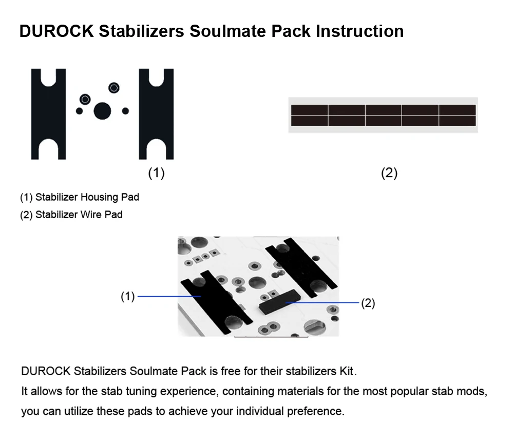 DUROCK V3 Mechanical Keyboard Stabilizers PCB Mount Screw-in Pre-clipped Upgrade Stem Less Easier Tuning for Computer Office