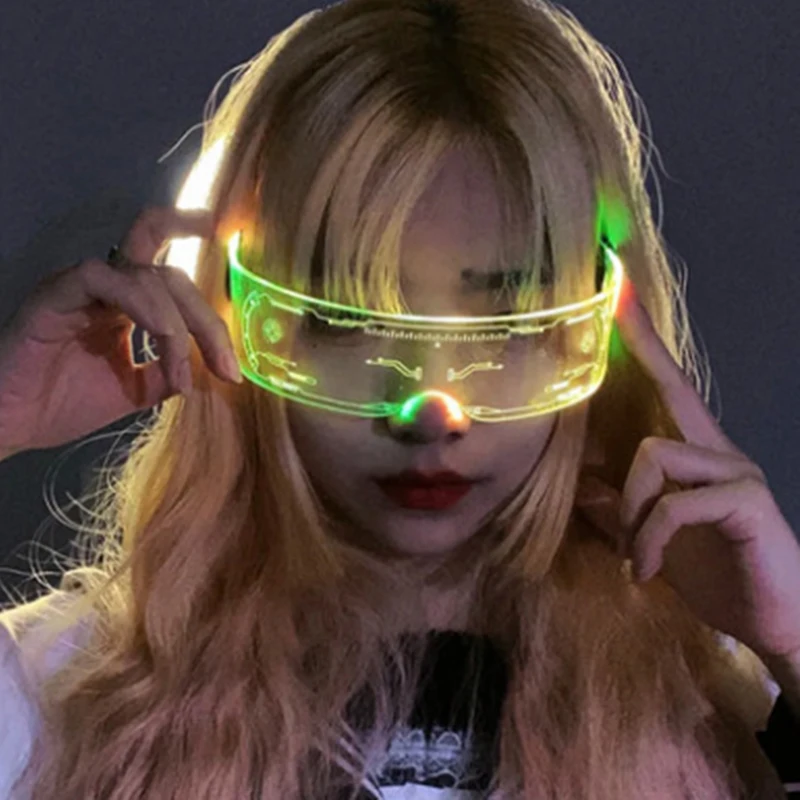 Fashion Luminous Decorative Glasses Neon Light Decoration LED Sunglasses For Nightclub DJ Dance Music Rave Costume Night