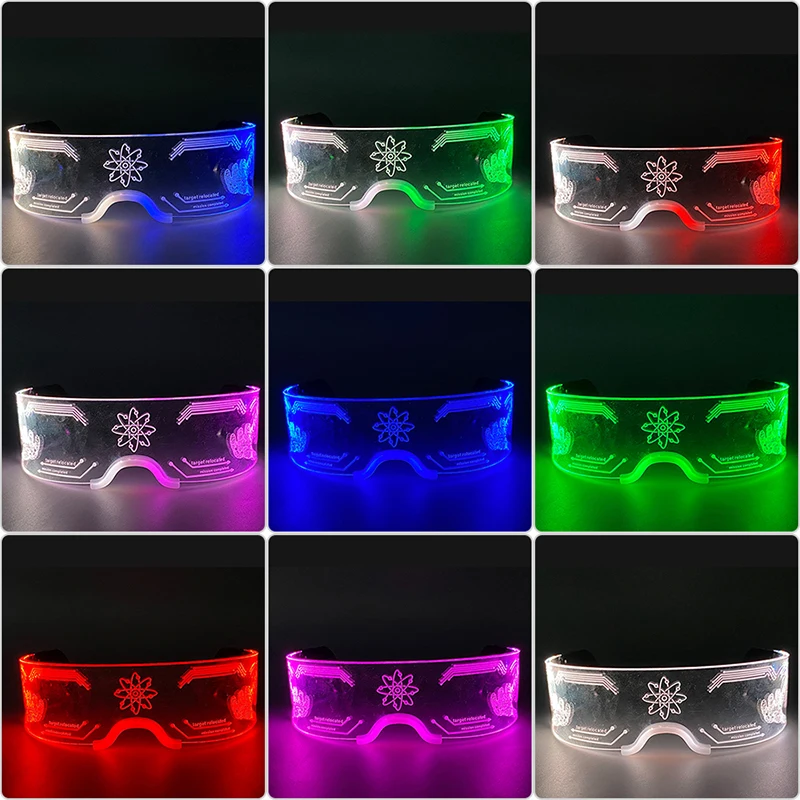 Fashion Luminous Decorative Glasses Neon Light Decoration LED Sunglasses For Nightclub DJ Dance Music Rave Costume Night