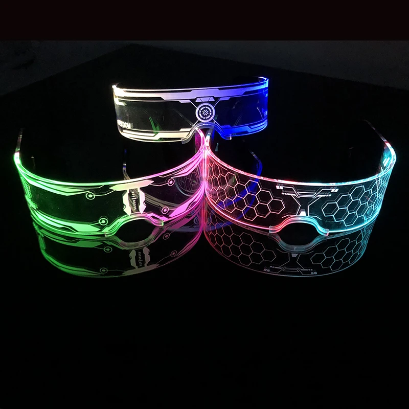 Fashion Luminous Decorative Glasses Neon Light Decoration LED Sunglasses For Nightclub DJ Dance Music Rave Costume Night
