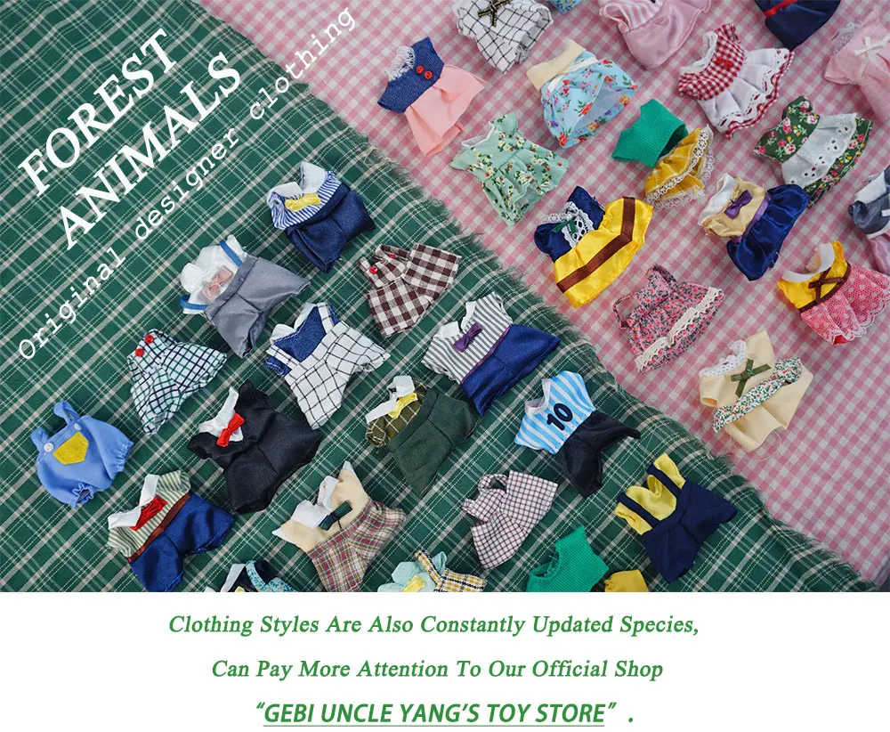 Dress Dollhouse Accessories 1:12 Forest Animal Family Clothes Fashion Daily Wear Casual Outfits Vest Shirt Skirt Pants for Doll