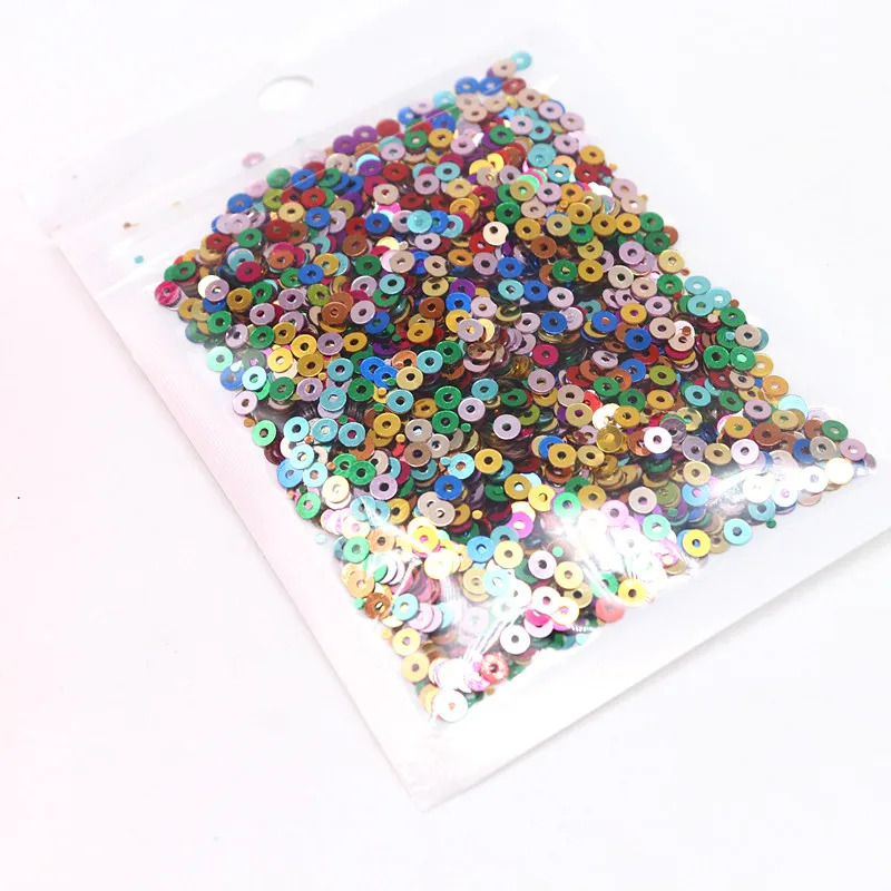 10g Pure Color Sequins Flat Round Pvc Loose Sequin Sequin Embroidery Craft Ladies Fabric Embroidery Accessories 3mm 4mm 5mm 6mm