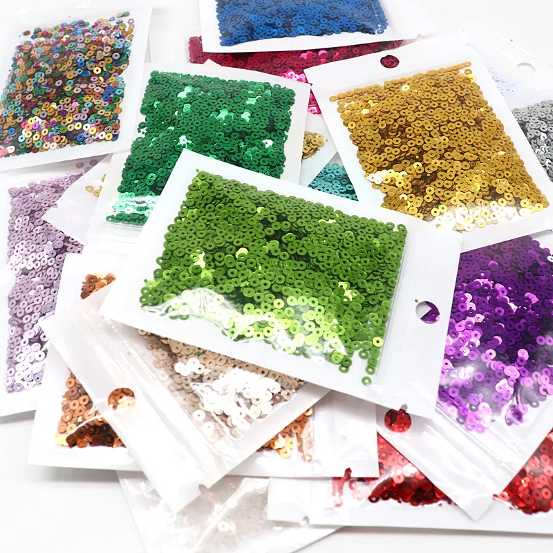 10g Pure Color Sequins Flat Round Pvc Loose Sequin Sequin Embroidery Craft Ladies Fabric Embroidery Accessories 3mm 4mm 5mm 6mm
