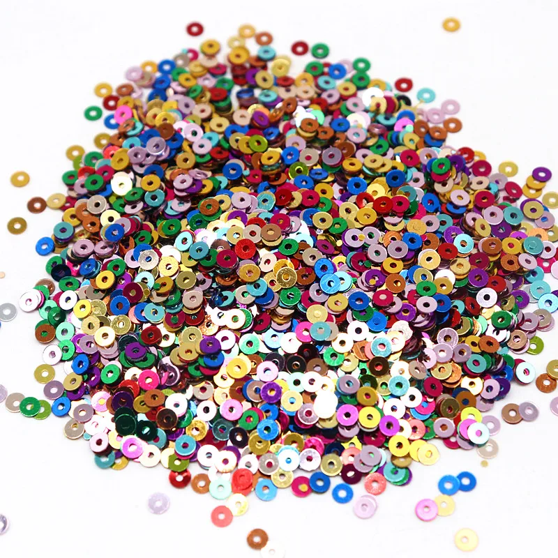 10g Pure Color Sequins Flat Round Pvc Loose Sequin Sequin Embroidery Craft Ladies Fabric Embroidery Accessories 3mm 4mm 5mm 6mm