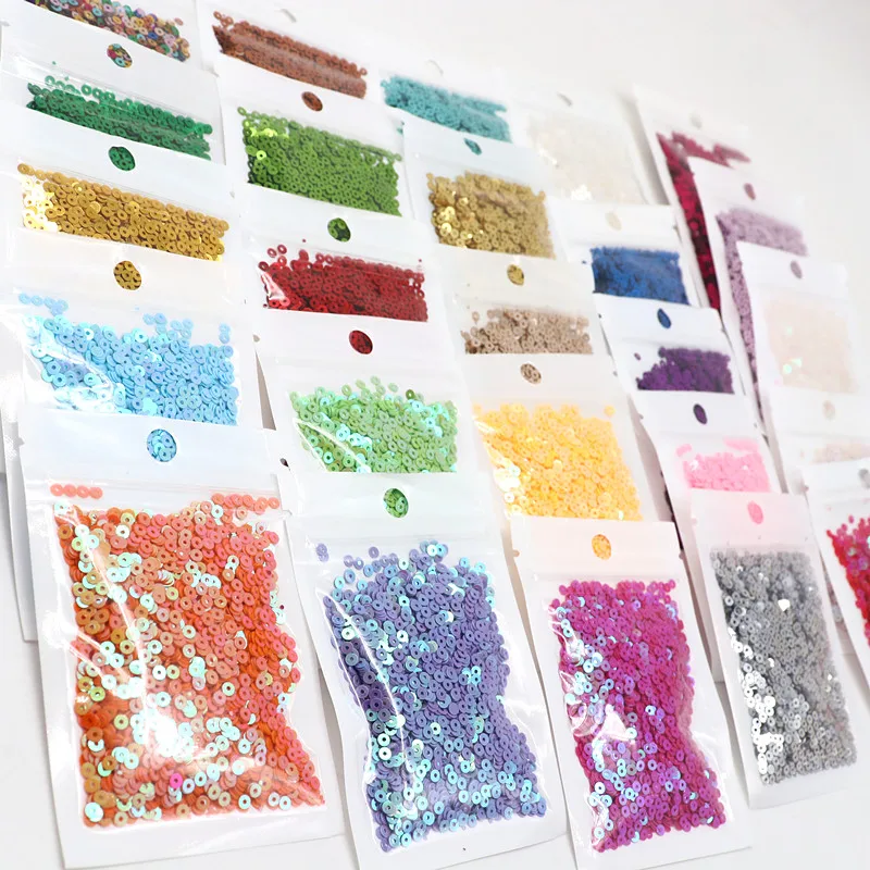 10g Pure Color Sequins Flat Round Pvc Loose Sequin Sequin Embroidery Craft Ladies Fabric Embroidery Accessories 3mm 4mm 5mm 6mm