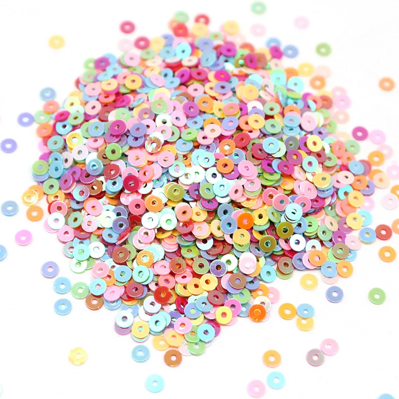 10g Pure Color Sequins Flat Round Pvc Loose Sequin Sequin Embroidery Craft Ladies Fabric Embroidery Accessories 3mm 4mm 5mm 6mm