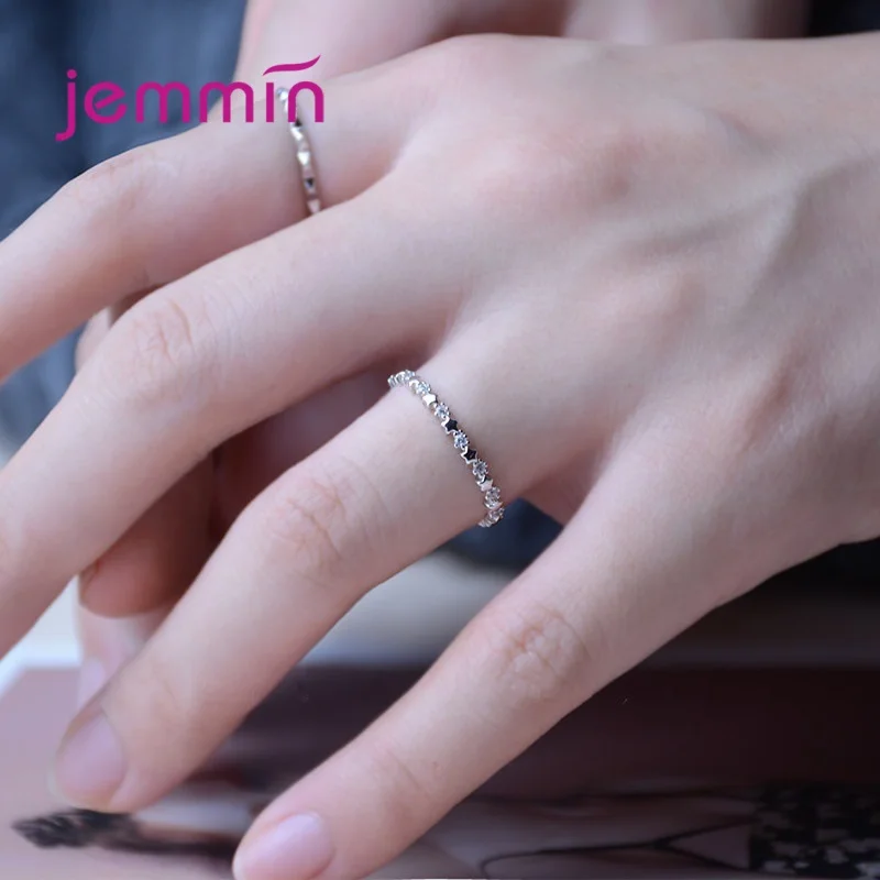 Luxury Original 925 Sterling Silver Stars Finger Ring Authentic Stackable Real Clear CZ Jewelry For Women Wedding Gift