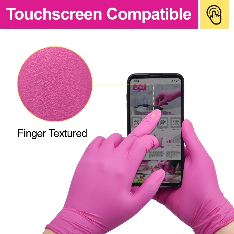20/50/100PCS Pink Nitrile Disposable Gloves Latex Free Household Cleaning Gloves for Food Pre Tattoo Beauty Esthetician