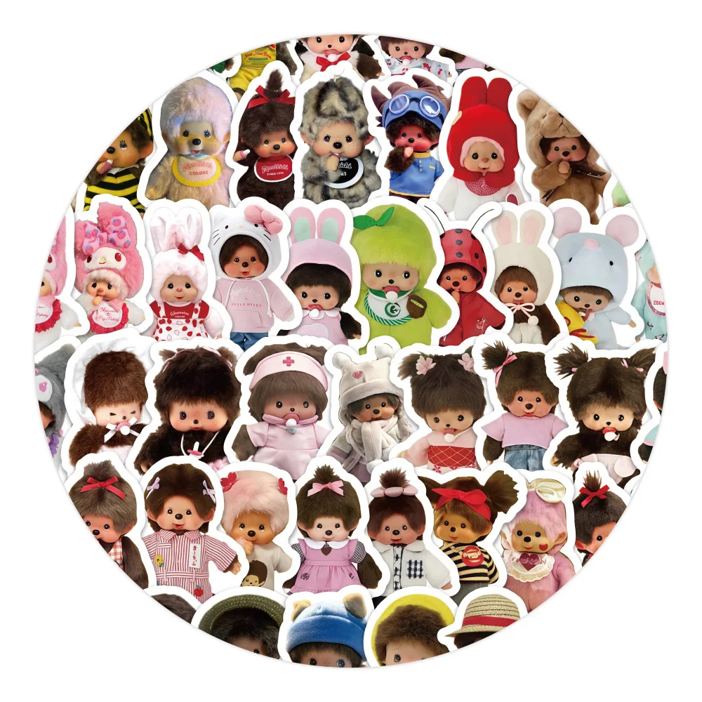 80PCS Monchhichi Graffiti Stickers Kids Kawaii Waterproof Paster Sticker for Phone Computer Notebook Stationery DIY Toys Secret