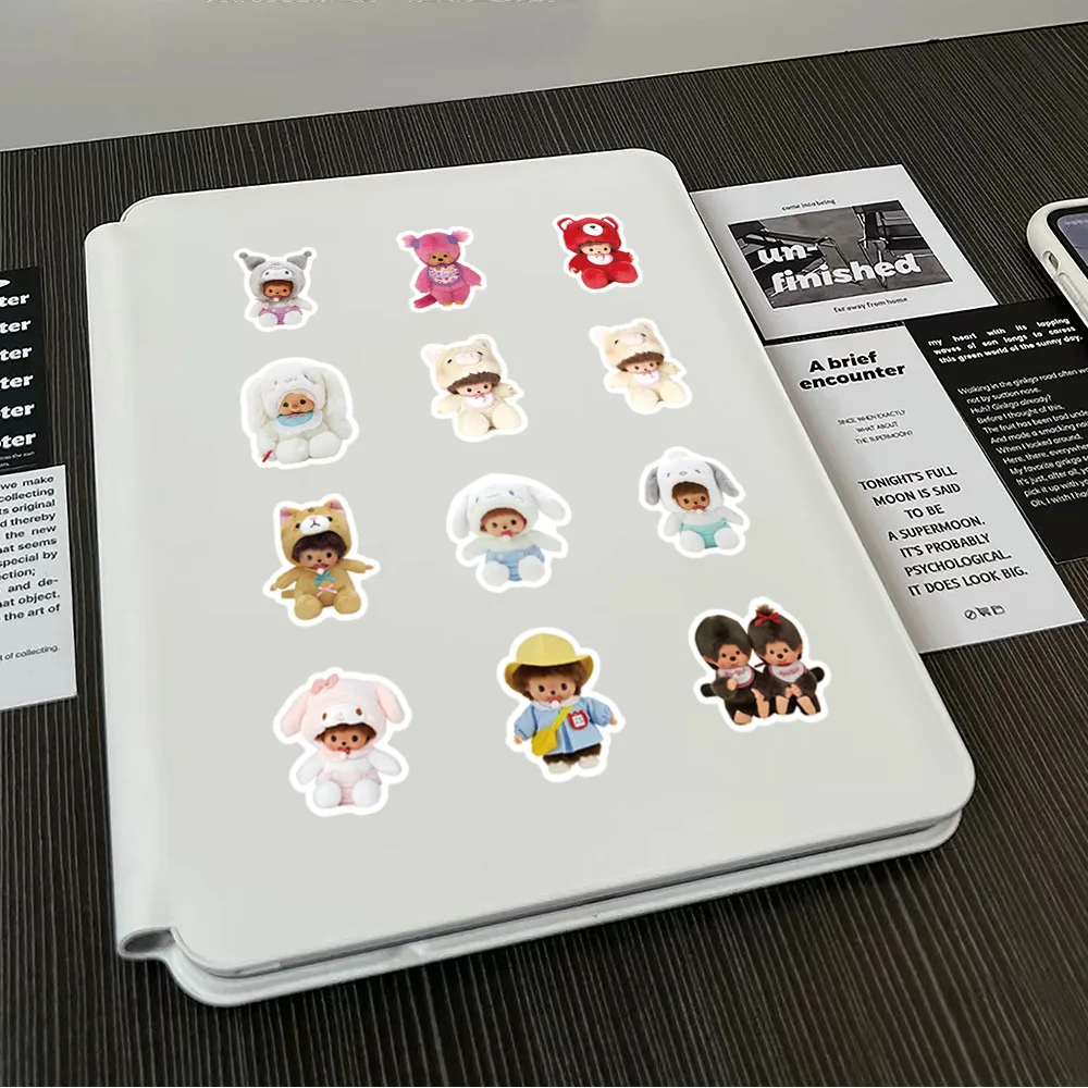 80PCS Monchhichi Graffiti Stickers Kids Kawaii Waterproof Paster Sticker for Phone Computer Notebook Stationery DIY Toys Secret